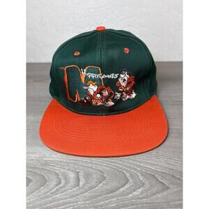 Miami Huricanes x Flintstones Green Orange Men's Snapback Hat- Vintage 1993- EUC